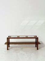 1930’s French Modernist Low Table in Oak & Mirrors. Dim = 120 x 36 x 40 cm