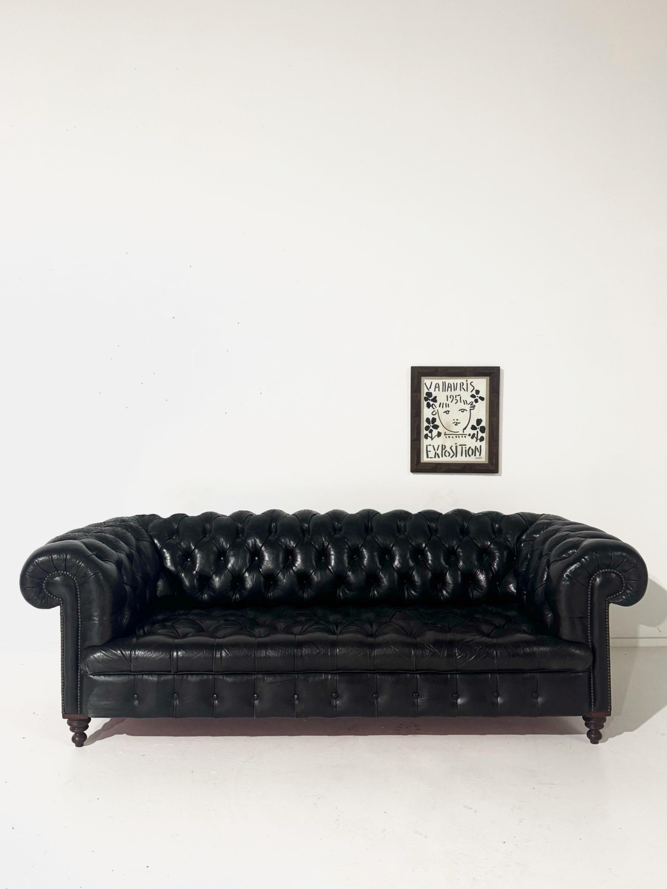 1940’s English Chesterfield Leather Sofa 