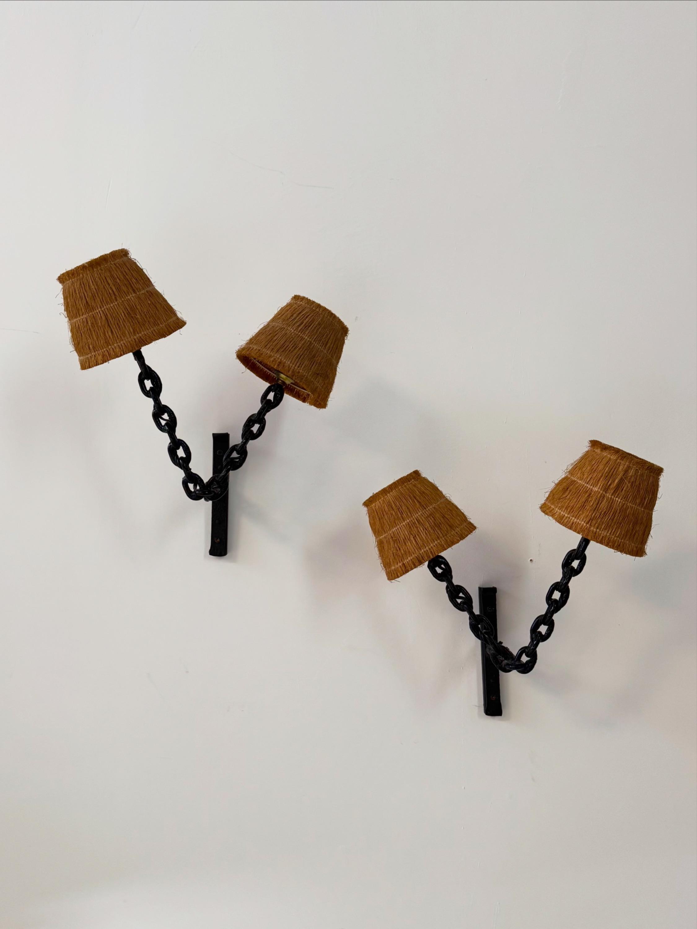 1950’s Pair of French Wall Lamps