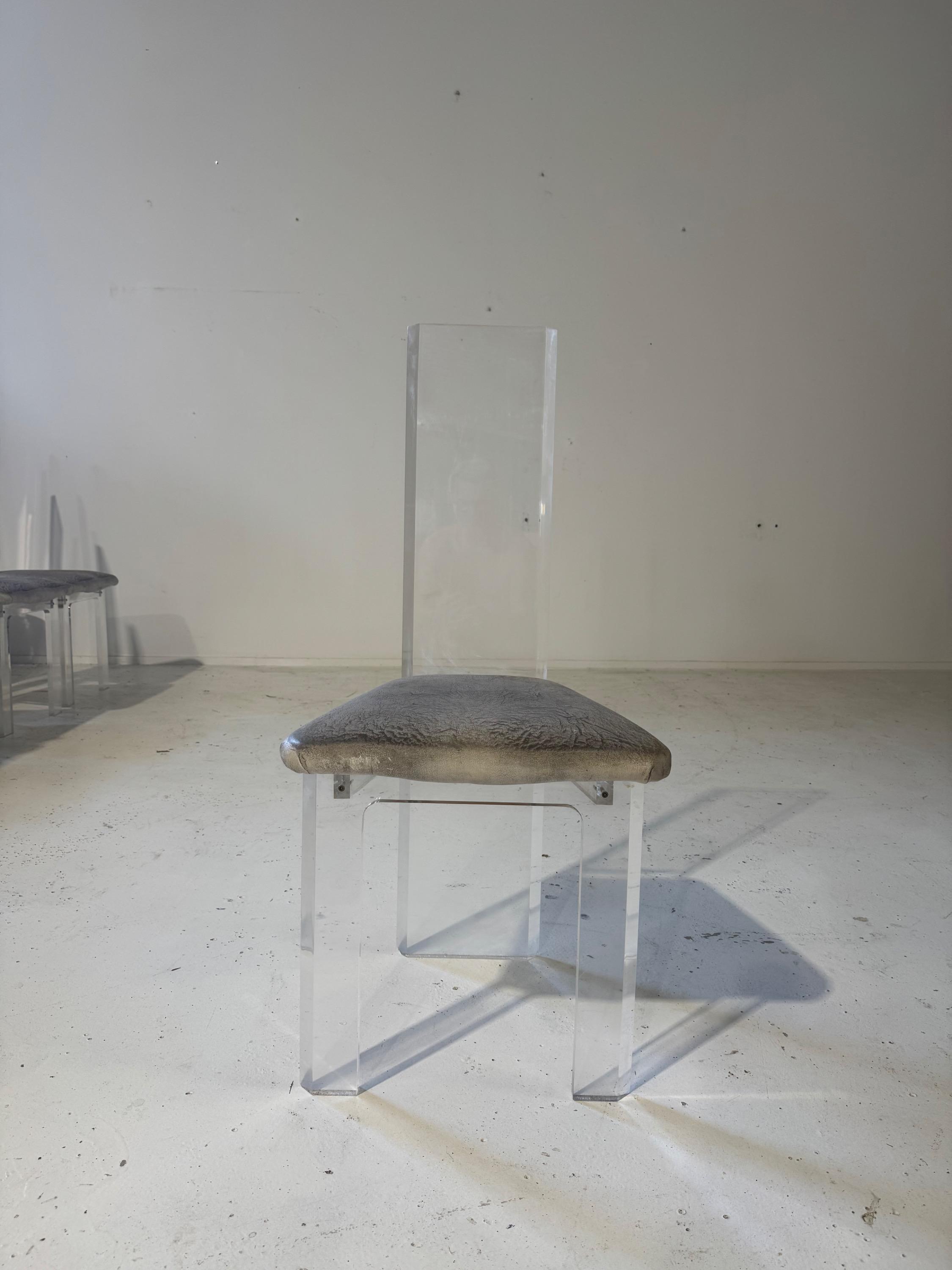 8 Plexiglass Dinning Chairs France 1970
