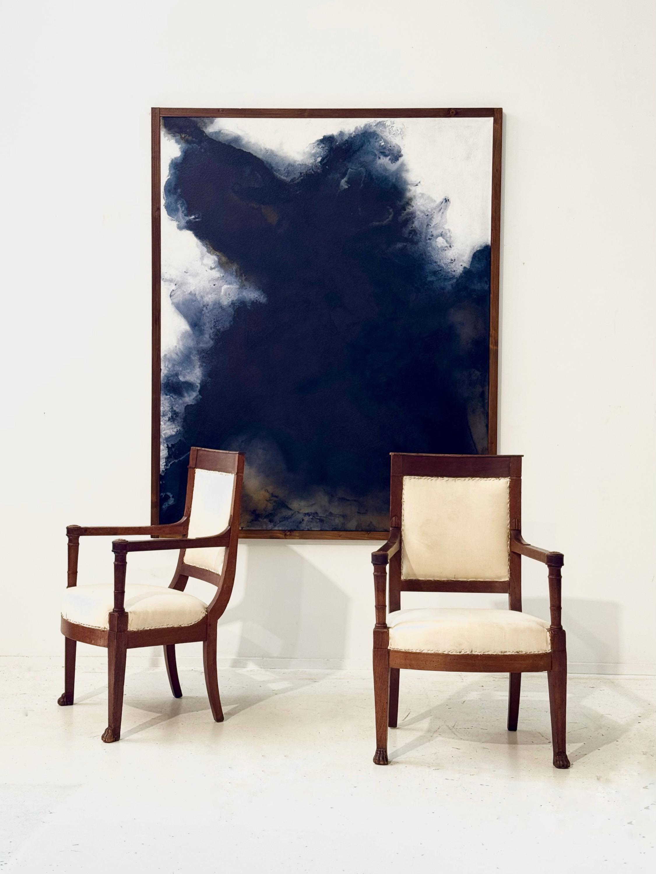 A pair of French Early 19th Century Consulat Period. Dim = Hback 89 / Hseat 43 x 57 x 56 cm