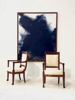 A pair of French Early 19th Century Consulat Period. Dim = Hback 89 / Hseat 43 x 57 x 56 cm