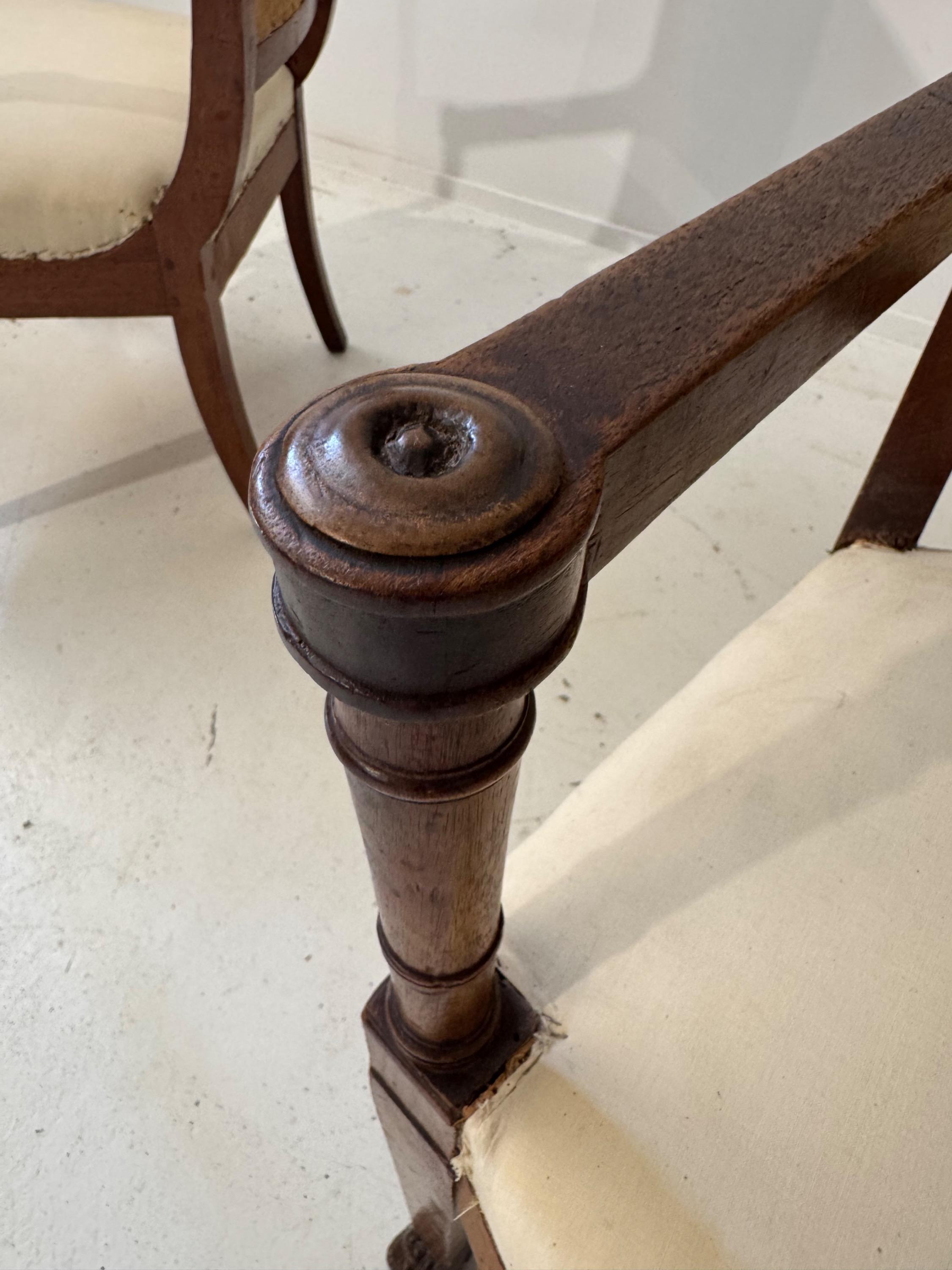 A pair of French Early 19th Century Consulat Period. Dim = Hback 89 / Hseat 43 x 57 x 56 cm