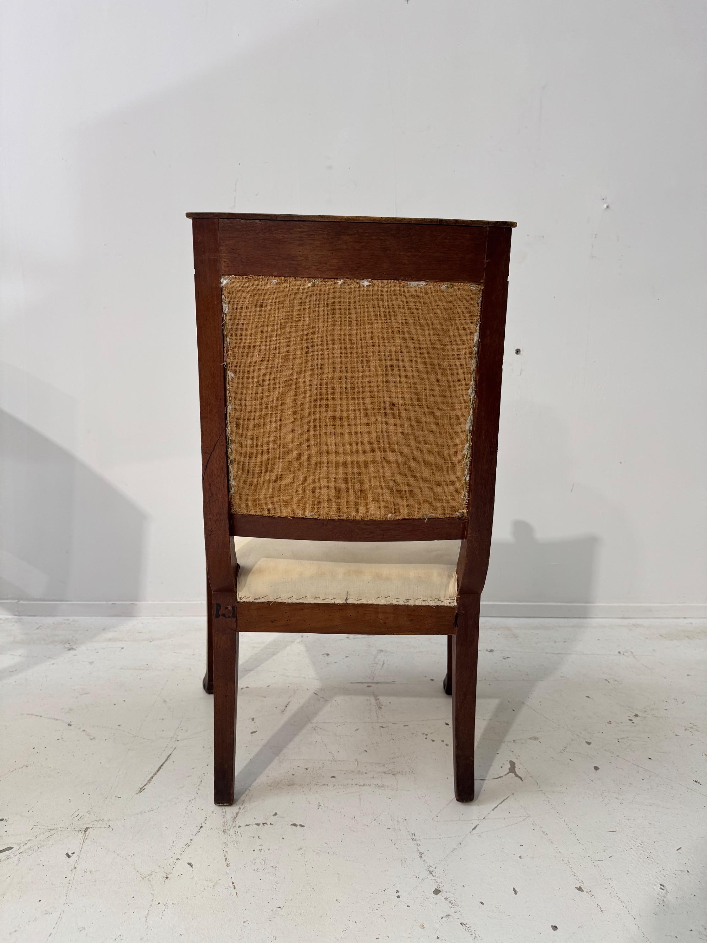 A pair of French Early 19th Century Consulat Period. Dim = Hback 89 / Hseat 43 x 57 x 56 cm