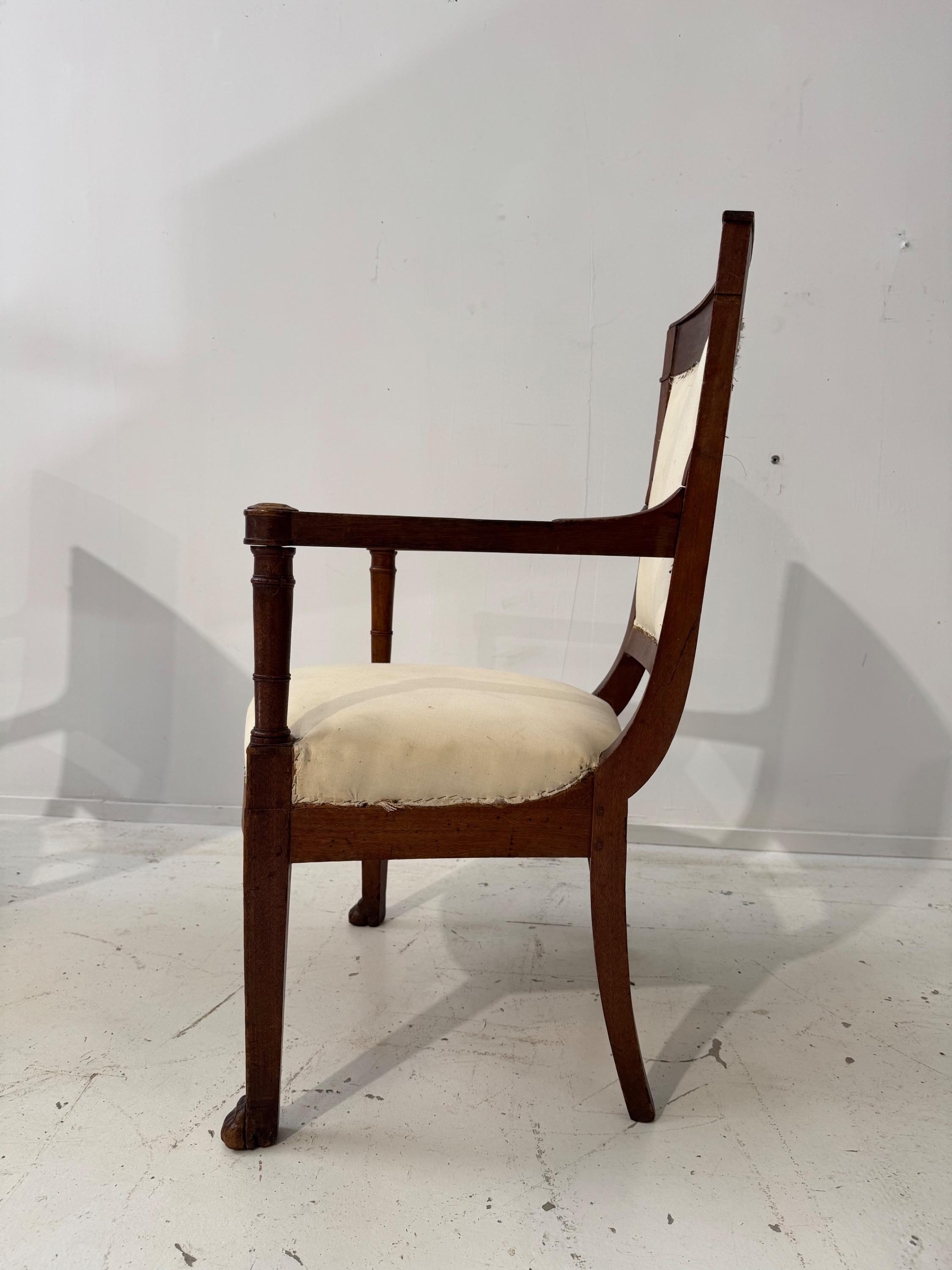 A pair of French Early 19th Century Consulat Period. Dim = Hback 89 / Hseat 43 x 57 x 56 cm