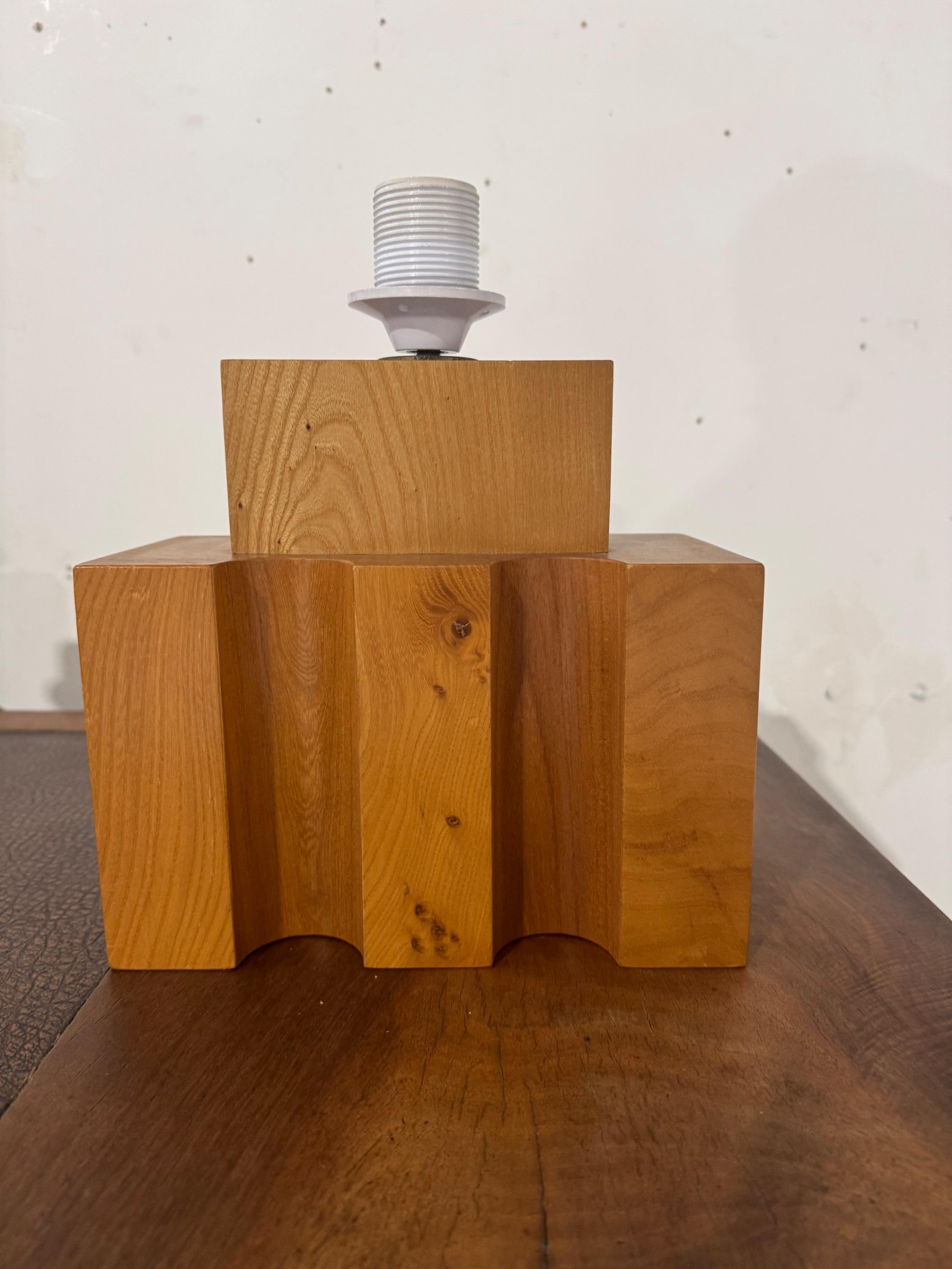 A Pair  of French Table Lamps by Maison Regain Circa 1970 in  Solid Elm Wood & Super Original Condition 