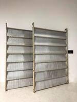 A Pair of Jean Prouvé « Ondes »Aluminium & Painted Wood Sliding Panel, Africa 1963. In Super Original condition. Dim = 271 x 178 x 10,5 cm