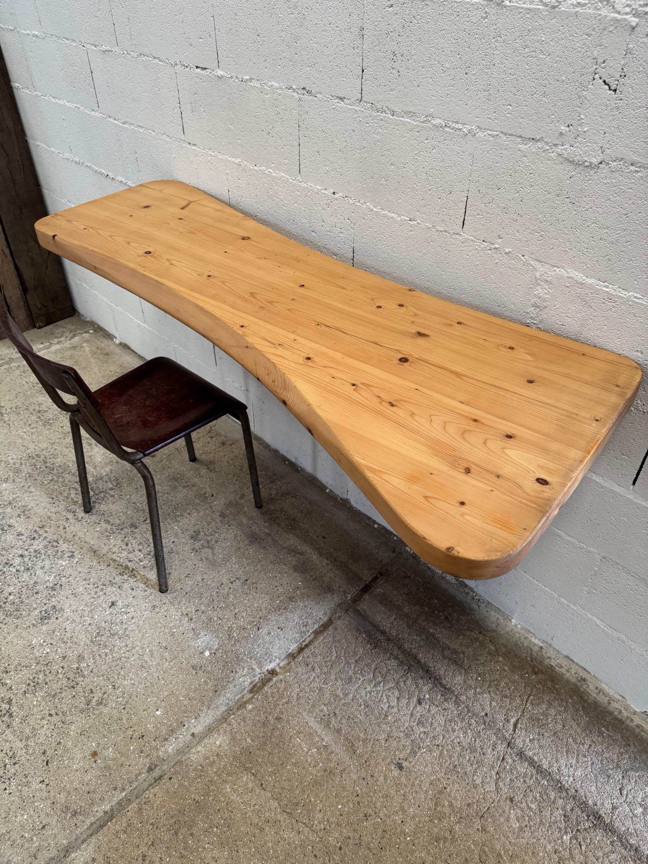 A rare Charlotte Perriand Console/Bar From « Les Arcs 1800 » Ski Resort in solid Pine Wood.Circa 1970’s  Dim Console = 160 x 60 x 6 cm
