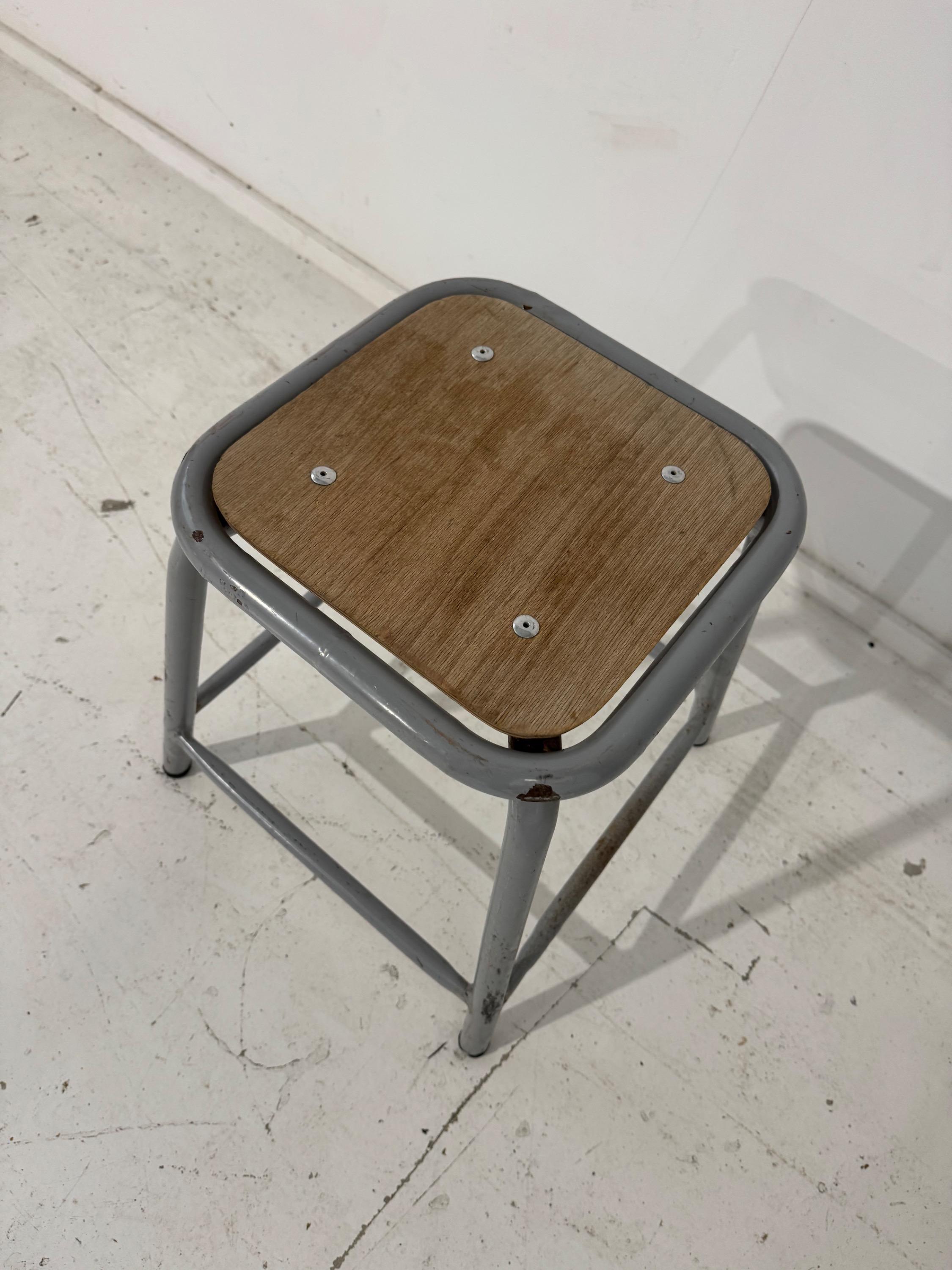 A Super Set of 70 Mullca Low Stacking Stool - Grey Circa 1960. Dim Each = 45x40x40 cm