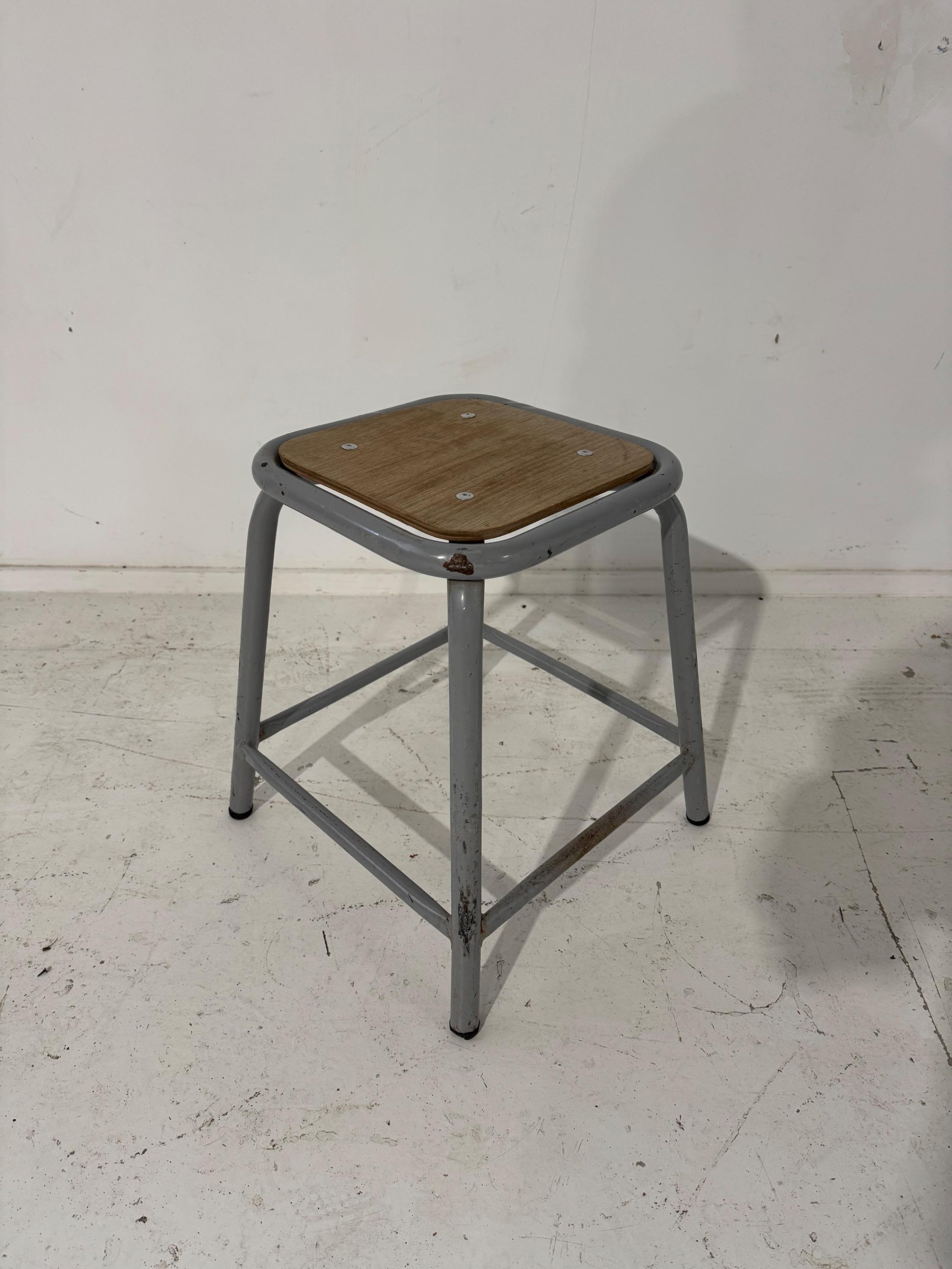 A Super Set of 70 Mullca Low Stacking Stool - Grey Circa 1960. Dim Each = 45x40x40 cm