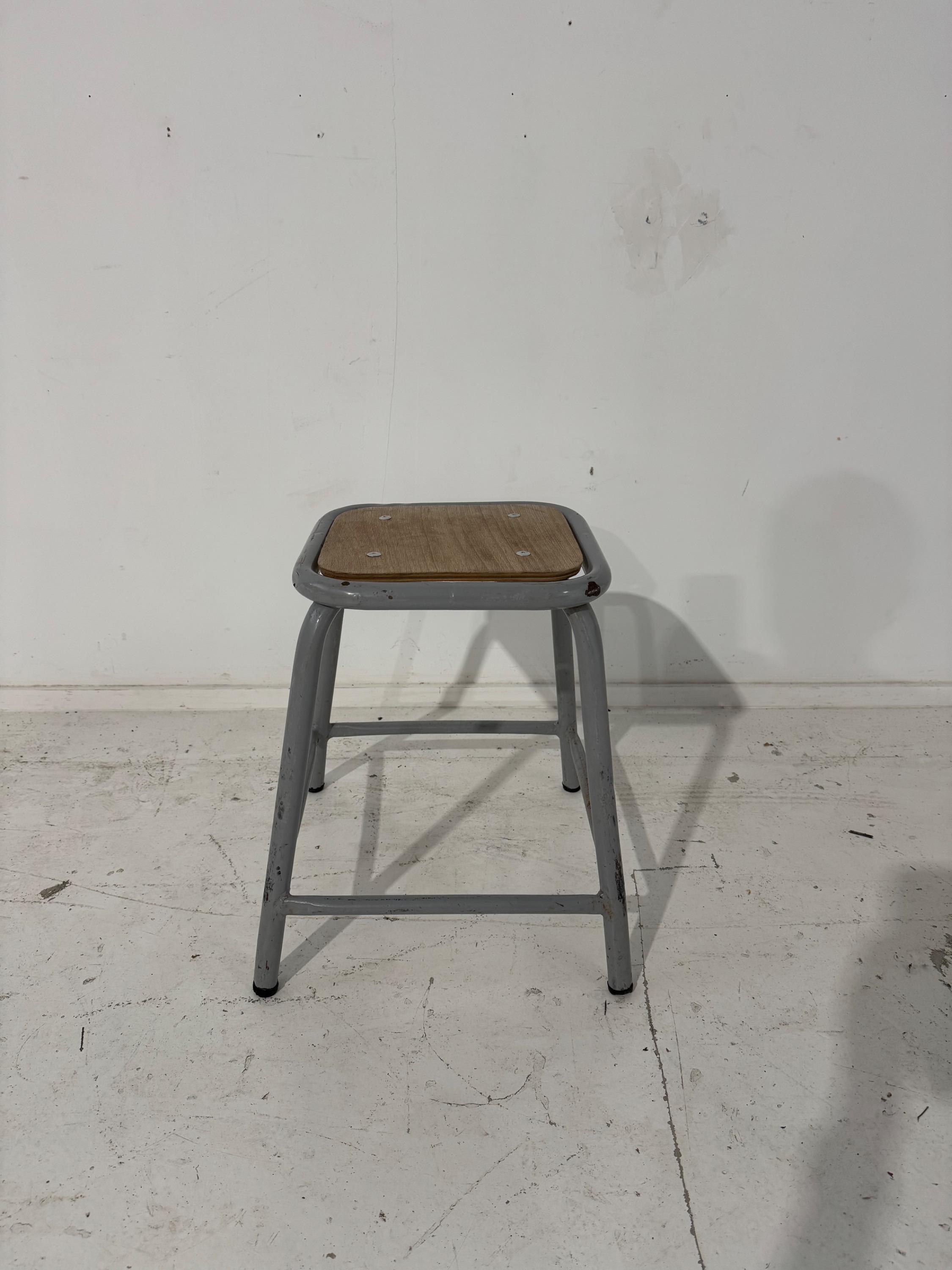 A Super Set of 70 Mullca Low Stacking Stool - Grey Circa 1960. Dim Each = 45x40x40 cm