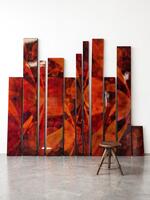 Amazing French Wall Decor Composed of 13 Big Enamelled lava stones Plates, Come From The Facade Of a 1960’s Building 