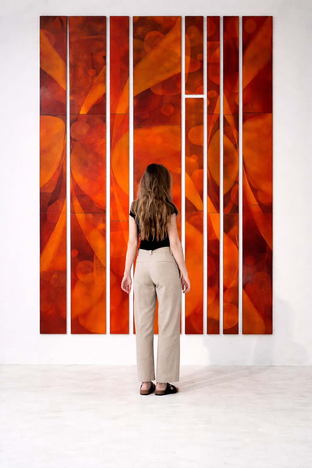 Amazing French Wall Decor Composed of 13 Big Enamelled lava stones Plates, Come From The Facade Of a 1960’s Building   Dimensions as in the picture :   327 x 470 cm