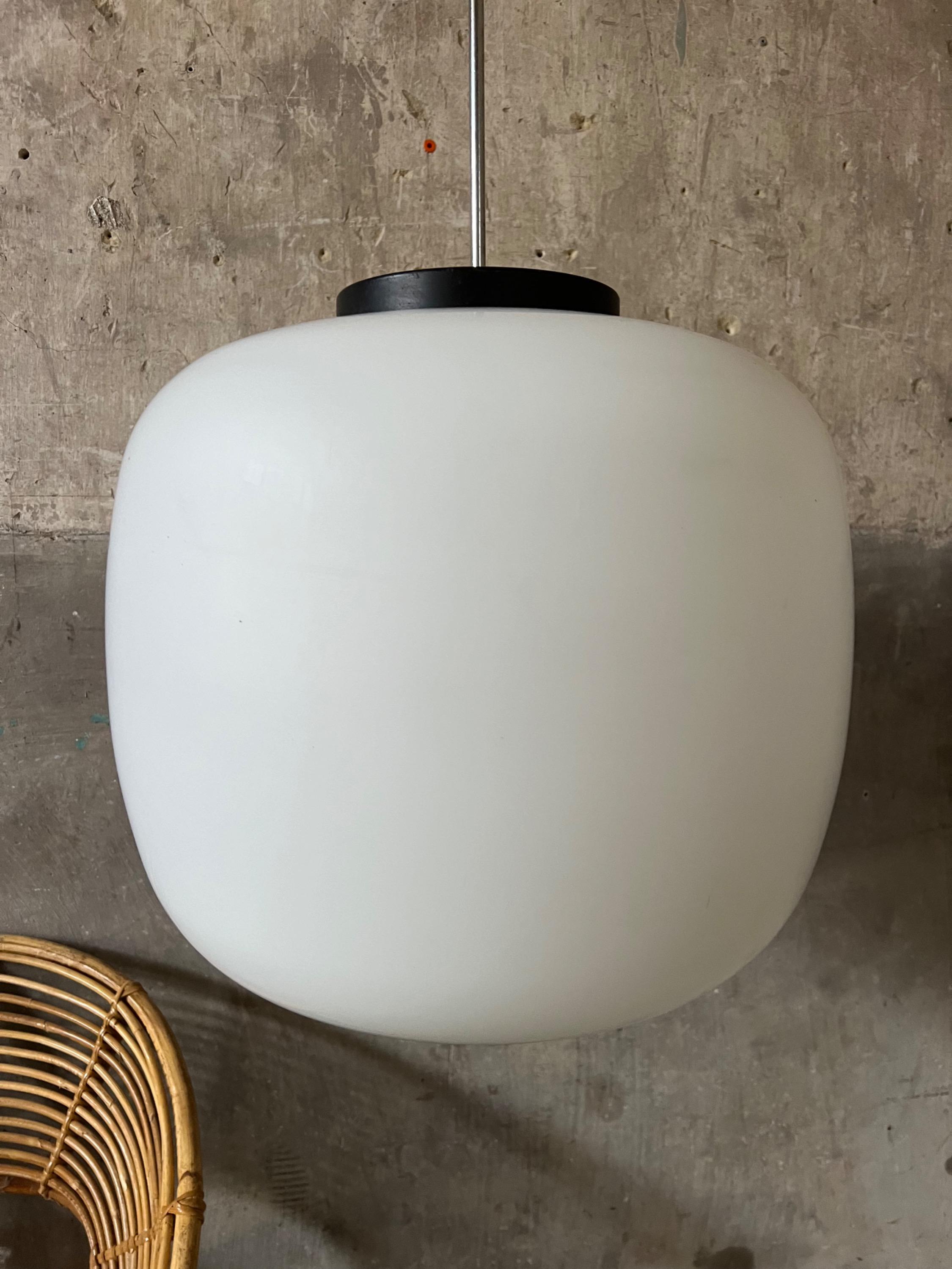 Big 1950’s Opaline Pendant Light. Dim = H 140 / Diam 50 cm