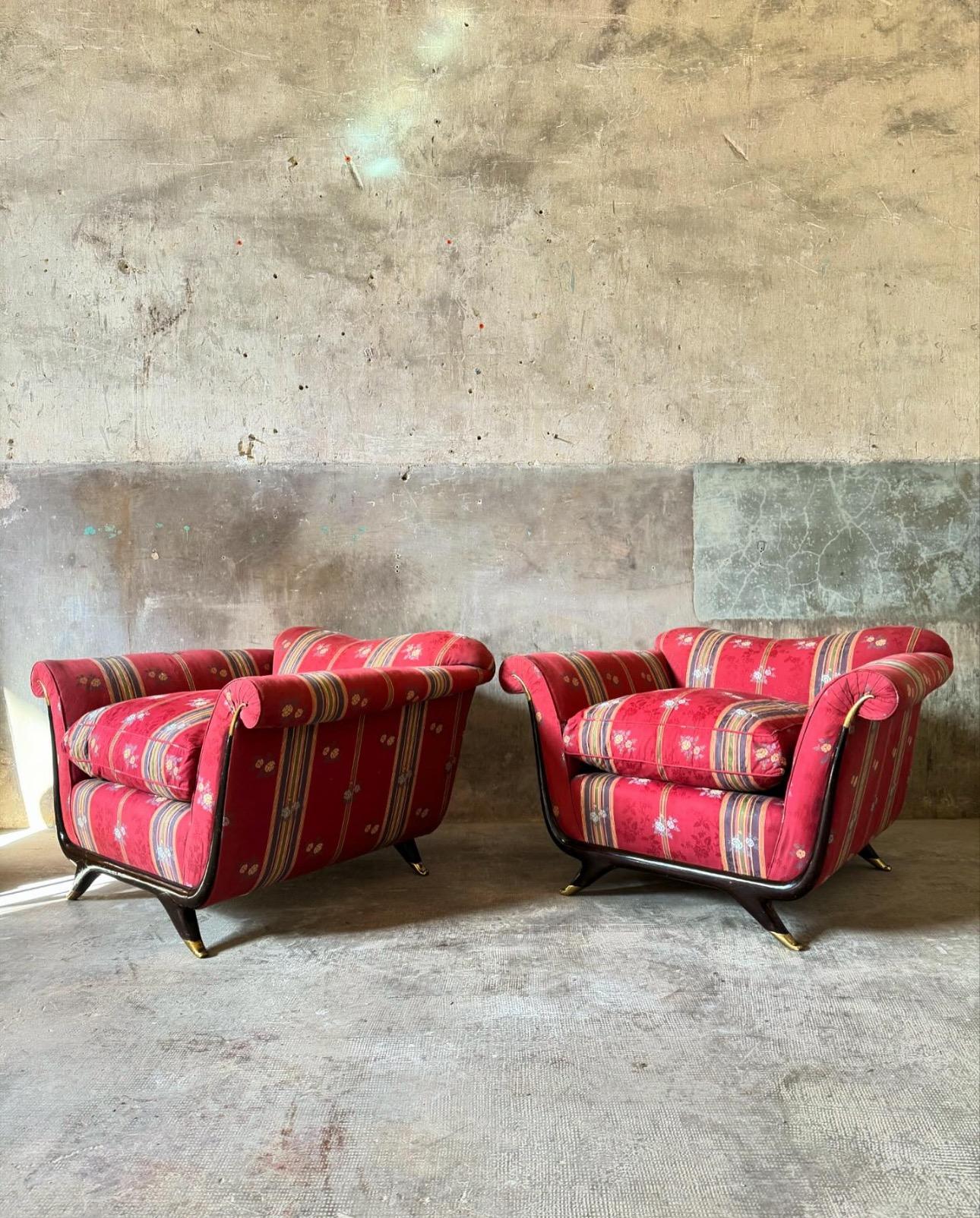Big Pair Of 1950’s Italian Armchairs