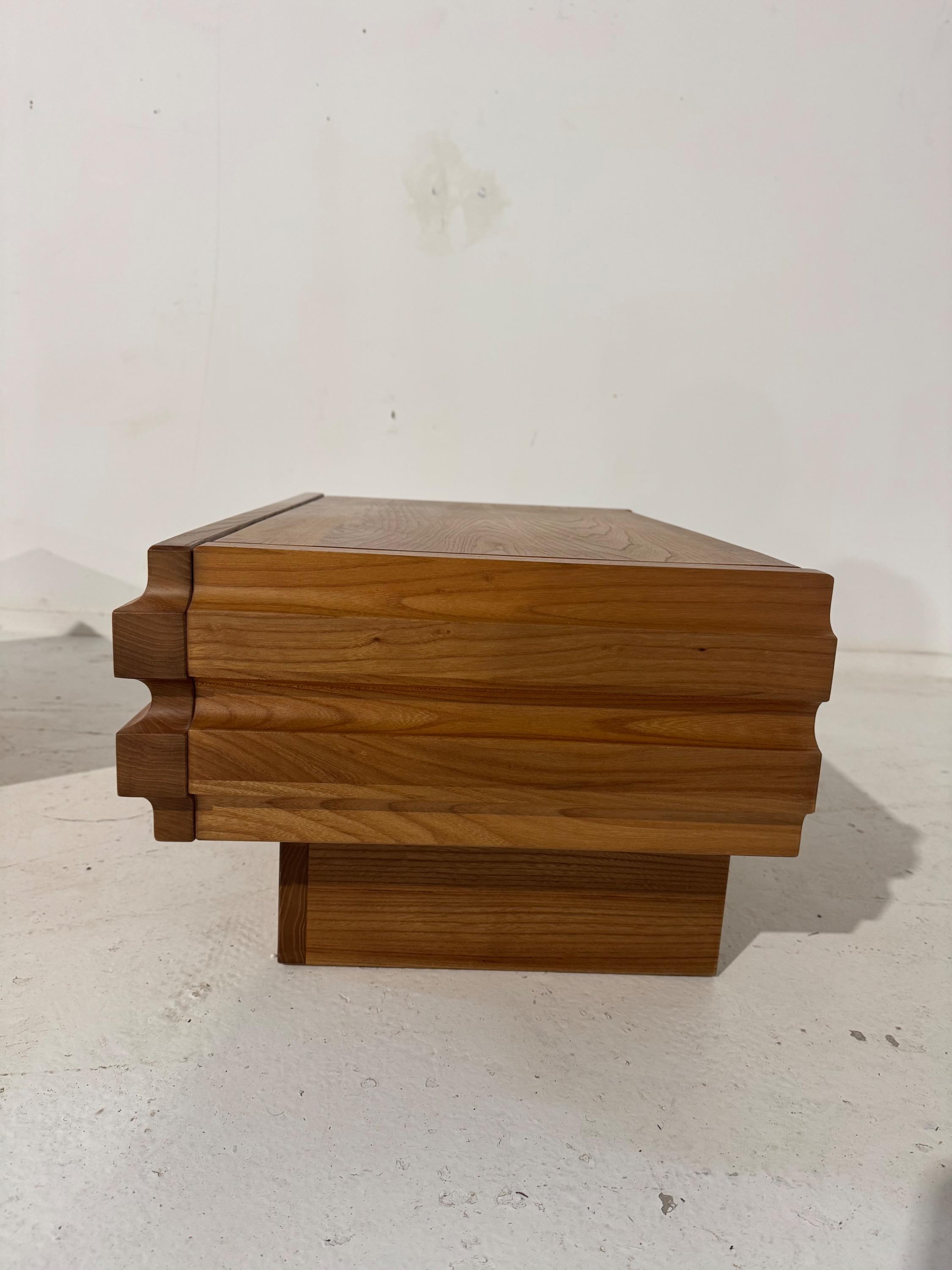 Big Pair Of French Bedsides Tables by Maison Regain Circa 1970, in Solid Ell Wood , Perfect Original Vintage condition.  Dim Each =  60 x 40 x 29,5 cm