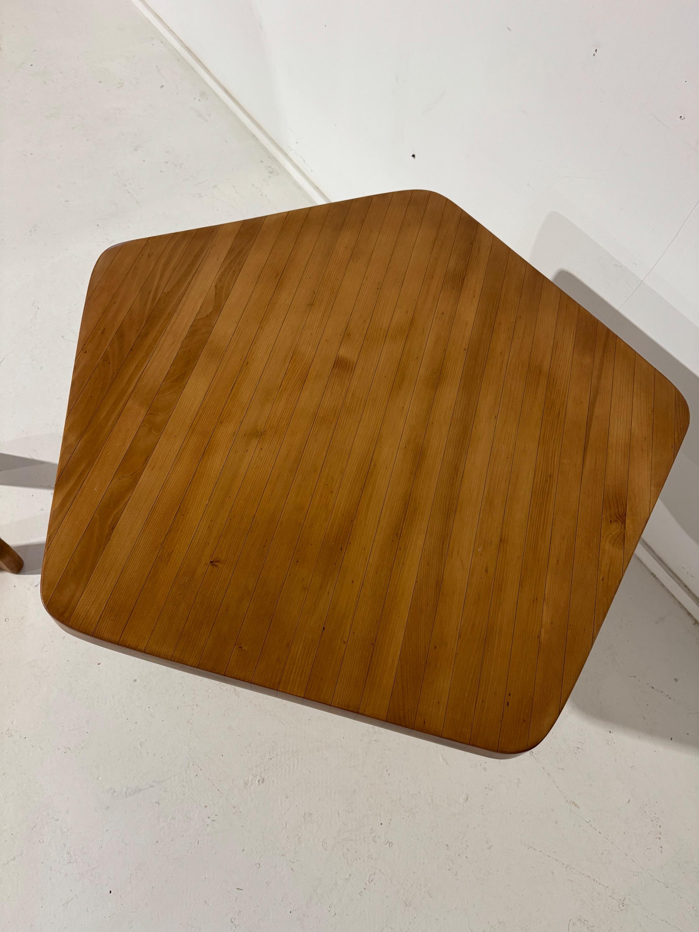 Charlotte Perriand, Pentagonal Table Les Arcs 1800 , « Pierra Menta » Ski Resort 1976 Perfect original vintage condition   Dim = 94 x 94 x 67 cm