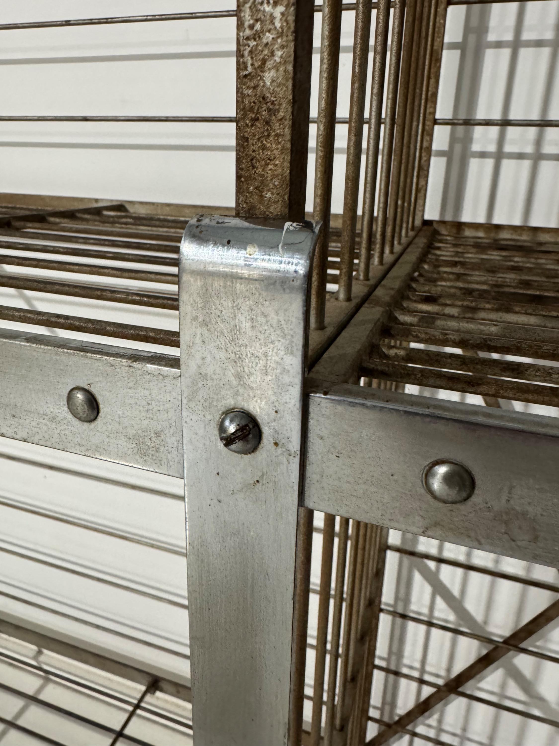 Impressive French Art Deco Bakery Shelve In Painted Iron & Nickelled Brass Superb Original Condition and Vey Nice Design   Dim = 300 x 46 x 165 cm