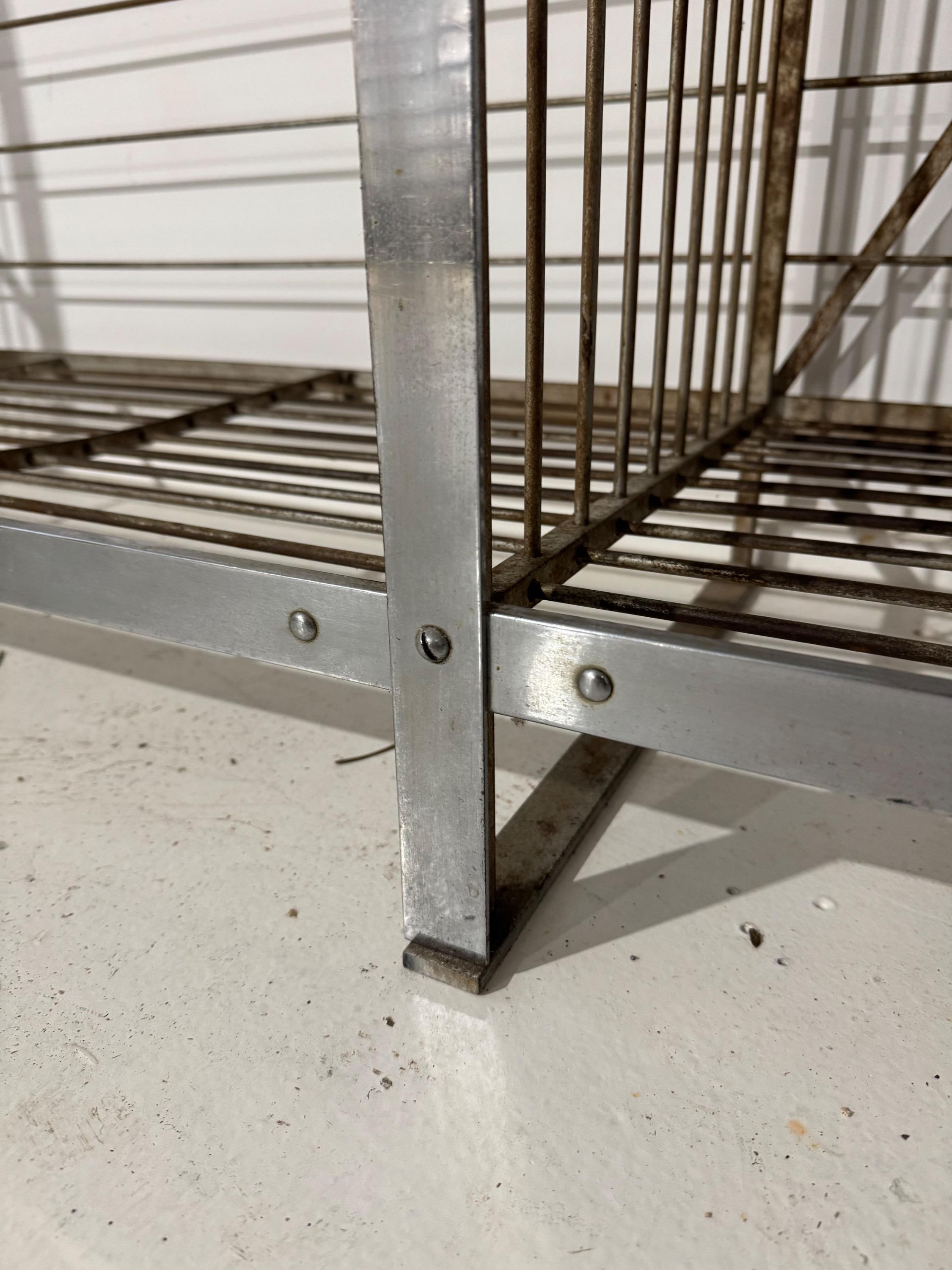 Impressive French Art Deco Bakery Shelve In Painted Iron & Nickelled Brass Superb Original Condition and Vey Nice Design   Dim = 300 x 46 x 165 cm