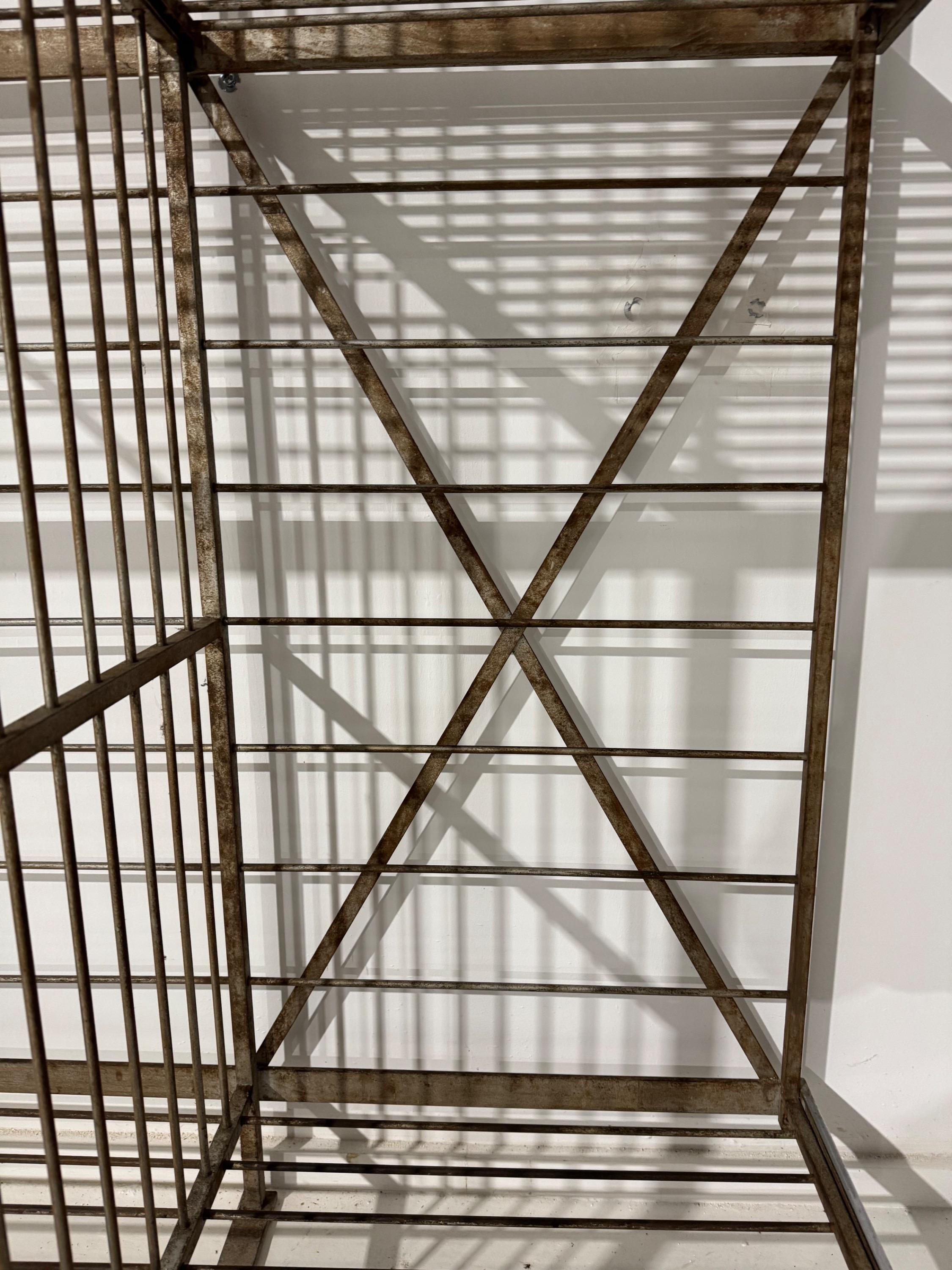 Impressive French Art Deco Bakery Shelve In Painted Iron & Nickelled Brass Superb Original Condition and Vey Nice Design   Dim = 300 x 46 x 165 cm