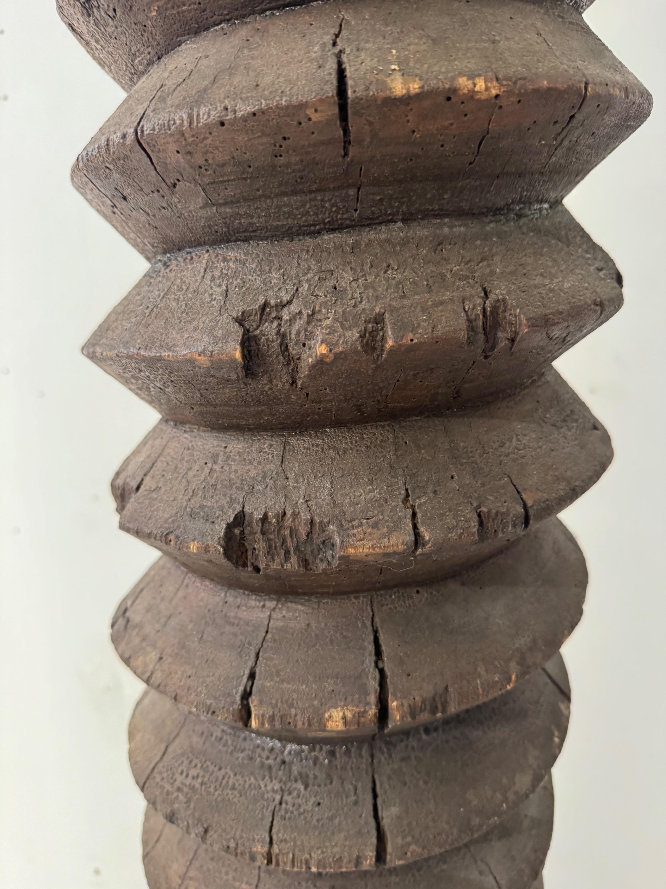 Like a Totem …  Big 17th Century French Oak Screw  With Nice Time Patina Dim= 199 x 36 x 38 cm