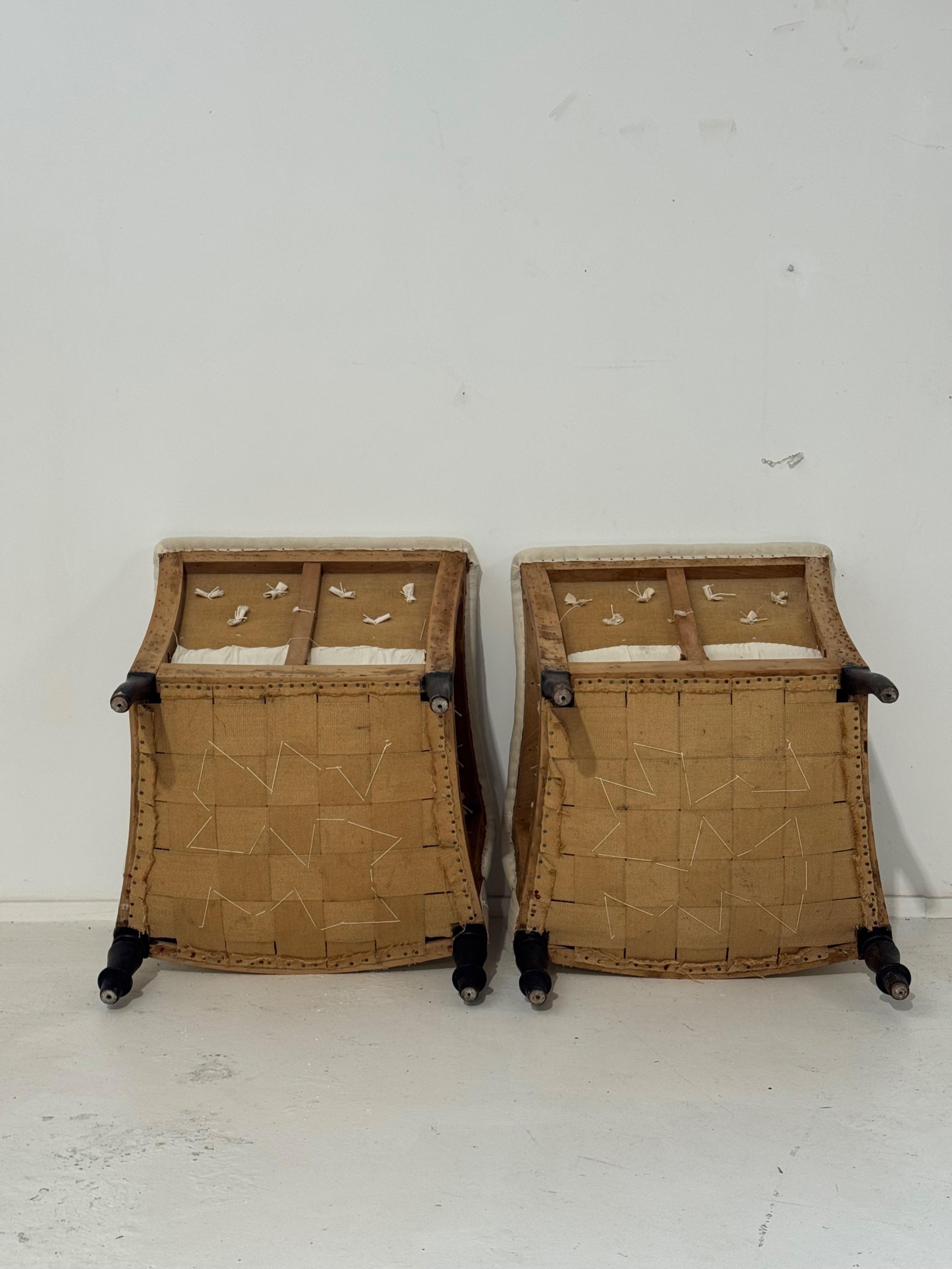 Lovely French Napoleon III Armchairs,in perfect condition,ready to be reupholstered Dim Each = Hback 70 / Hseat 39 x 61 x 65 cm