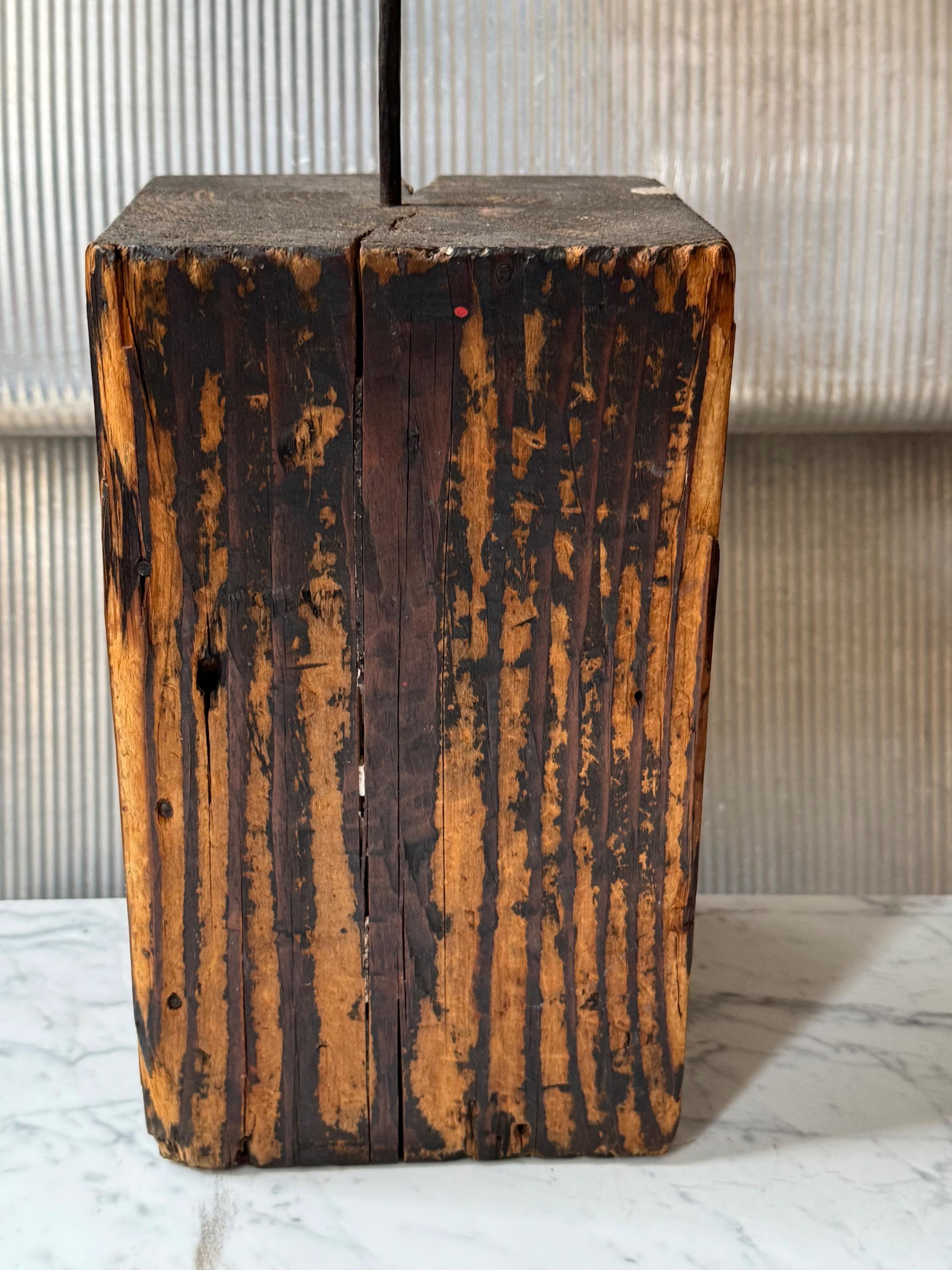 Master Piece…  « Le Masque » The  First Iron Sculpture of Philippe Hiquily From Private Collection, Documented,signed . Welded Sheet Iron & Wooden Base  Dim = 71 x 16 x 16 cm Dim Mask = 31 x 14 x 7 cm