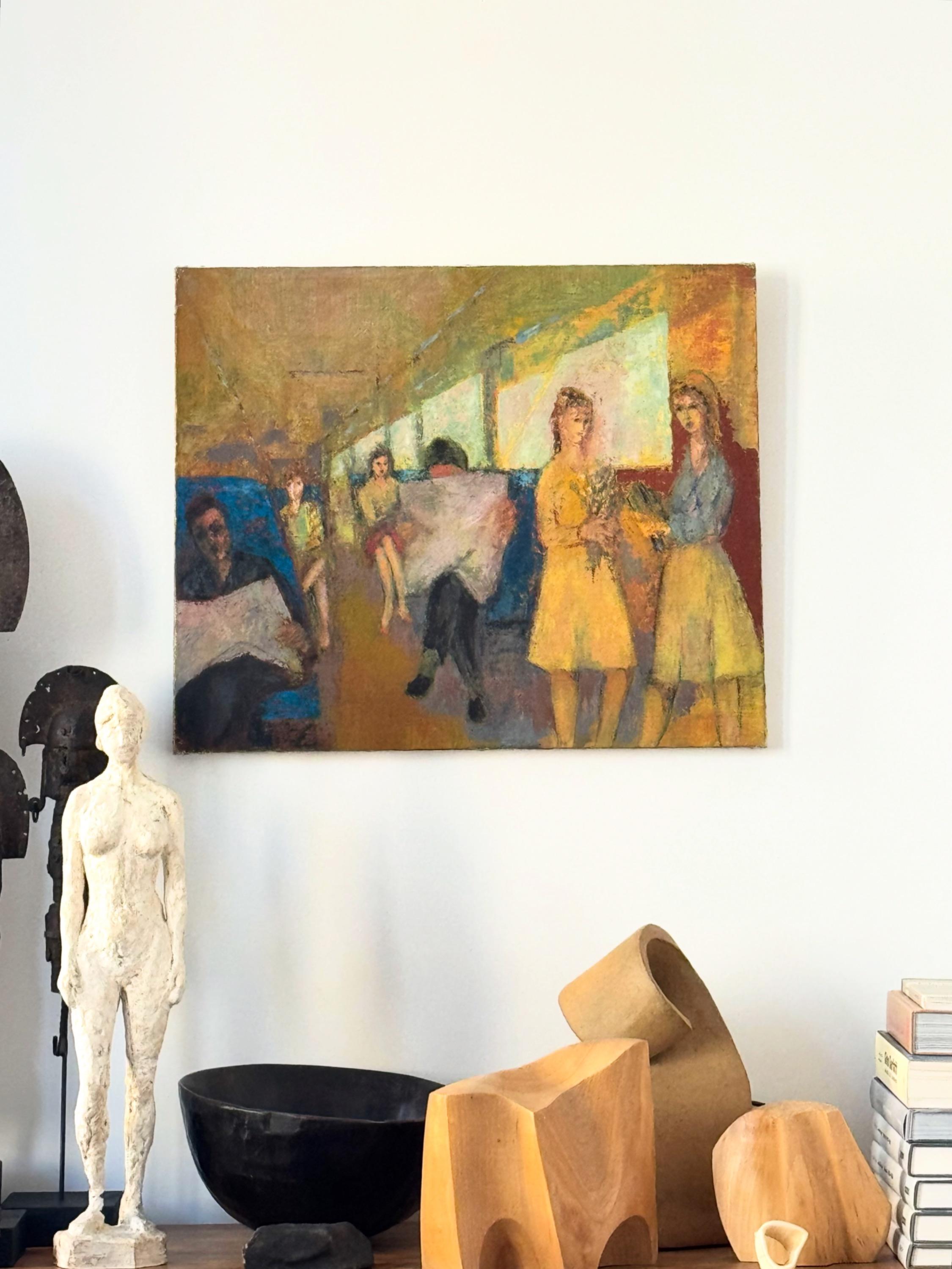 Maurice Lavenne  Oil on Canvas « Train de Banlieue » 1955 Dim = 65 x 54 cm