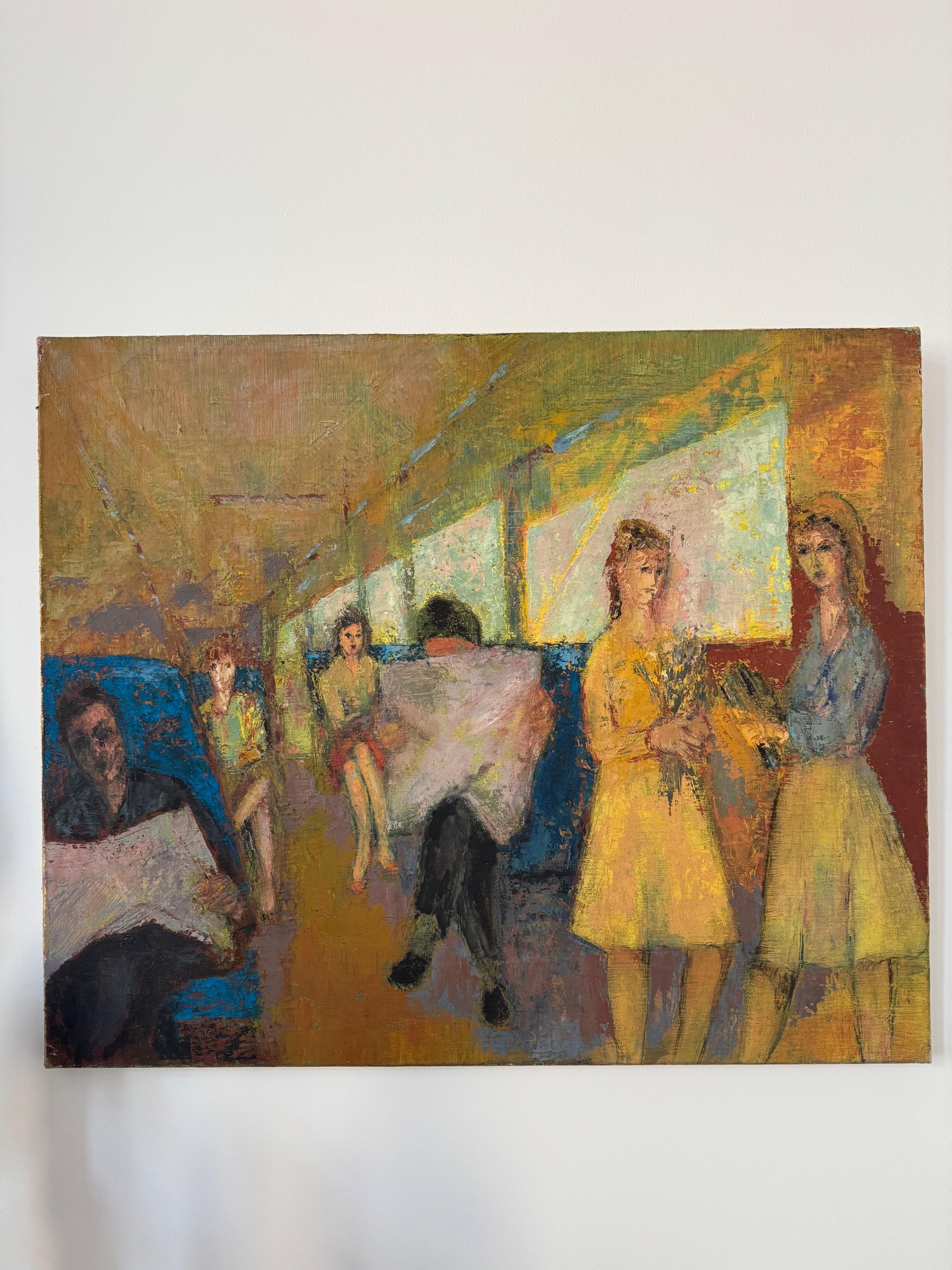 Maurice Lavenne  Oil on Canvas « Train de Banlieue » 1955 Dim = 65 x 54 cm