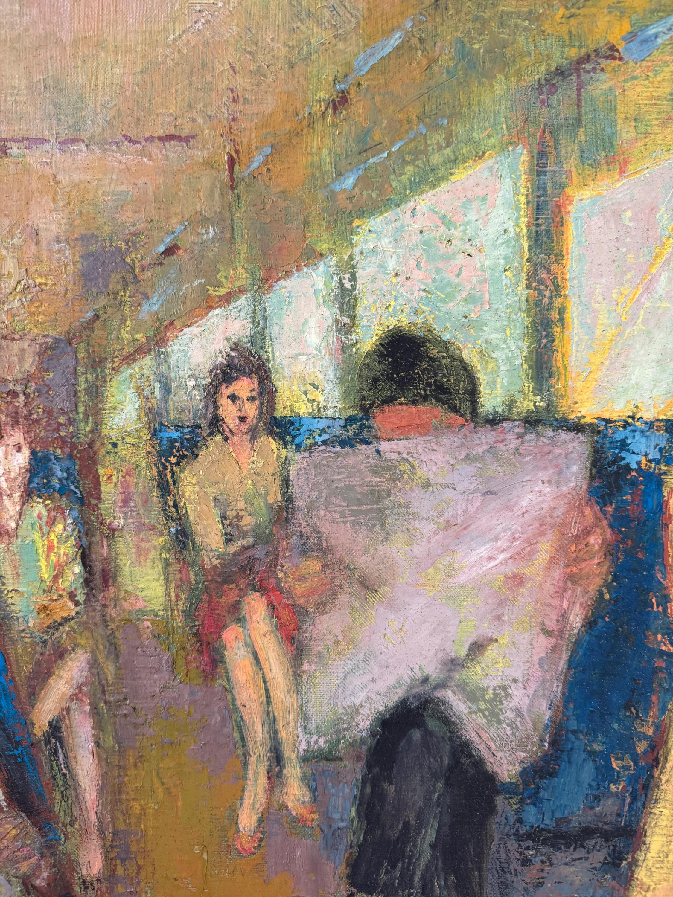 Maurice Lavenne  Oil on Canvas « Train de Banlieue » 1955 Dim = 65 x 54 cm