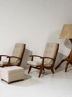 Pair of French Armchairs & Footstool by Guy Besnard FS134 