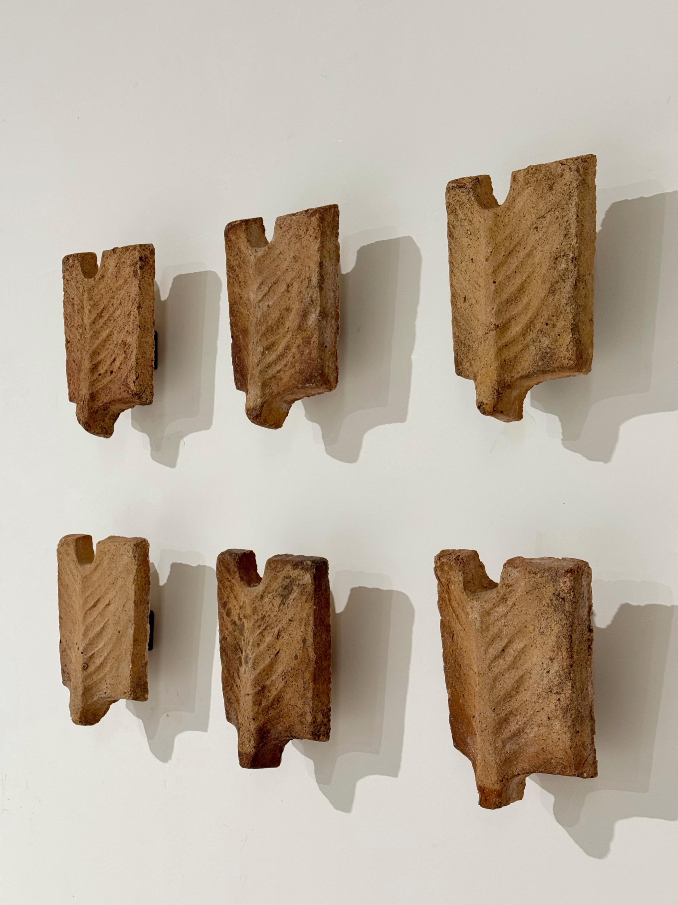 Rare Set of 6 « Palme » Terracotta designed by Georges Jouve